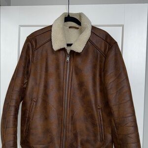 Men's Brown Jacket with Cream Collar
